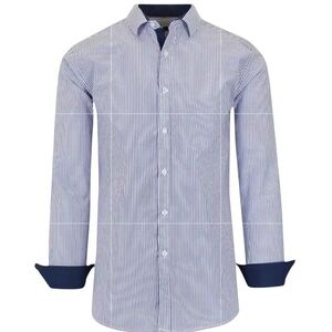 MEN'S Galaxy By Harvic Long Sleeve Slim Fit Stripped Shirt.  Medium.  NWT $58